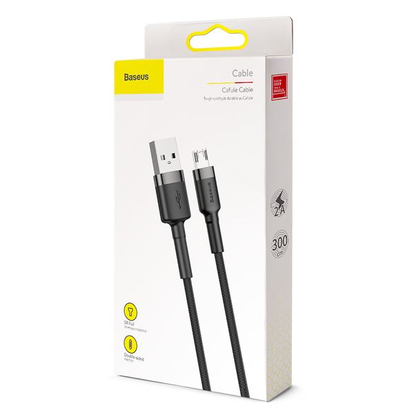 Кабель BASEUS Micro USB Cafule |3m, 2A| (grey/black) 2316 фото