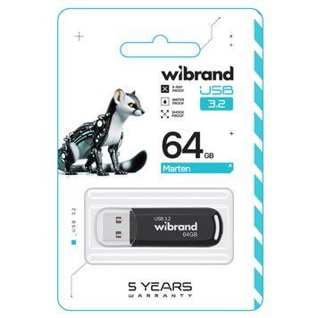 Флеш-накопичувач Wibrand USB 3.2 Gen1 Marten 64GB (KT) Black 5535 фото