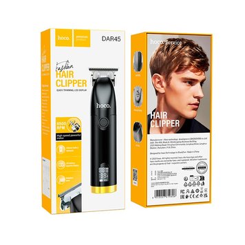 Машинка для стрижки волос HOCO Dynasty graving electric Hair clipper DAR45 |LED Display, SS Blade| (UPD) Black-gold 3127 фото