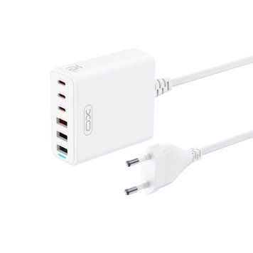 МЗП XO L133 75W GaN 3A+3C Desktop Fast Charger with 1.5M Power Cord (MM) White 5386 фото