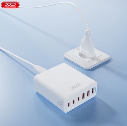 МЗП XO L133 75W GaN 3A+3C Desktop Fast Charger with 1.5M Power Cord (MM) White 5386 фото