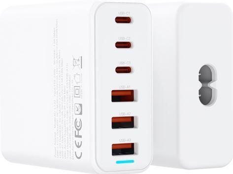 МЗП XO L133 75W GaN 3A+3C Desktop Fast Charger with 1.5M Power Cord (MM) White 5386 фото