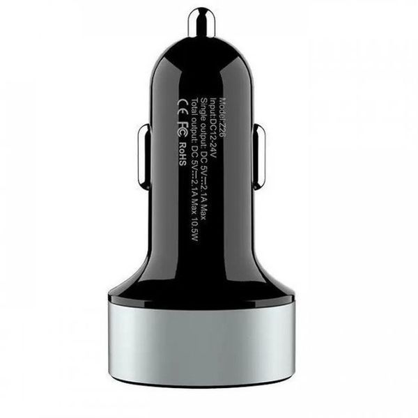 Адаптер автомобільний HOCO Z26 High Praise 2USB/2,1A LCD (MM) Black 6791 фото