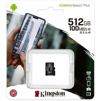 Карта пам'яті Kingston Canvas Select Plus 512Gb class 10 А1 (R-100MB/s) microSDXC (UHS-1) (без адаптера) (KT) 2580 фото