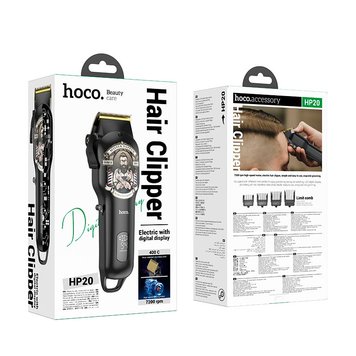 Машинка для стрижки волос Hoco electric Hair clipper with digital display HP20 |240min| (UPD) Black-white 3121 фото