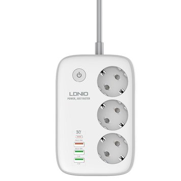 Удлинитель LDNIO сетевой c Wi-Fi SEW3452 |3USB/1Type-C, 3Sockets. QC/PD, 30W/10A, 2м EU Plug| (UP) White 1953 фото