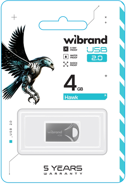 Flash Wibrand USB 2.0 Hawk 4Gb (KT) Silver 6742 фото