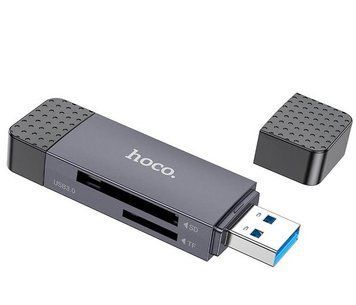 Кардрідер HOCO Spirit 2-in-1 USB / Type-C 3.0 Card reader HB45 |5Gbps, 2TB Max| (UPD) Gray 4083 фото