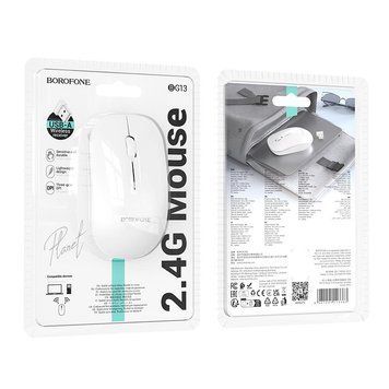 Бездротова комп'ютерна миша BOROFONE Planet business wireless mouse BG14 |2.4G, 1000dpi| (UPD) White 3446 фото