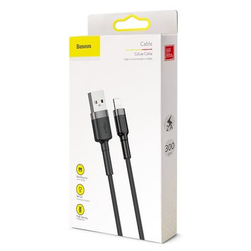 Кабель Baseus Cafule Lightning Cable 2 A (3 m) (UPD) Gray/Black 2972 фото