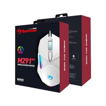 Проводная компьютерная мышь MARVO Wired Programmable Mouse M291 WH |1000-6400dpi| (UPD) White 3195 фото