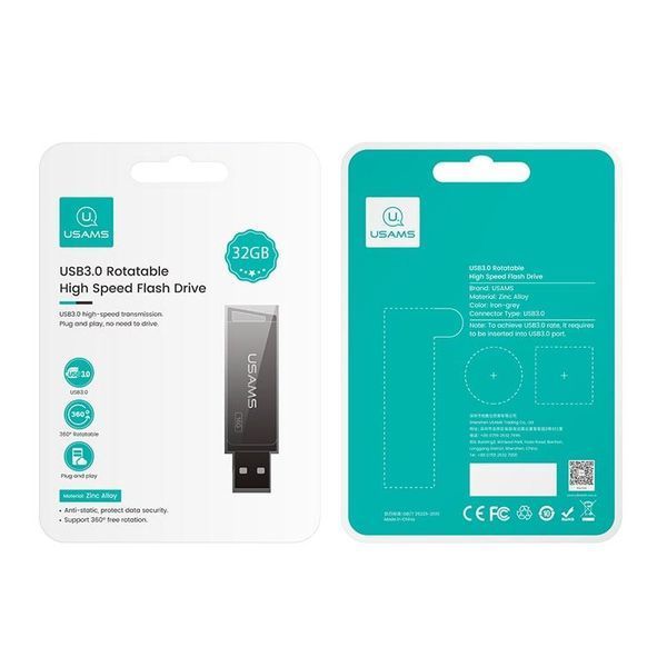 Флешка USAMS USB3.0 Rotatable High Speed Flash Drive 32GB US-ZB195 (UPD) (black) 7542 фото