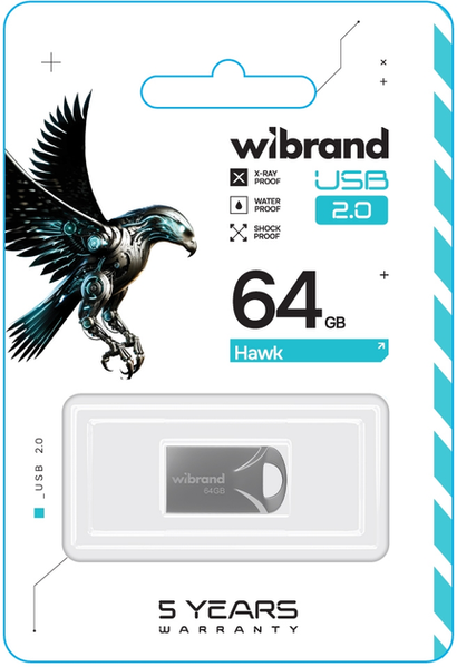 Flash Wibrand USB 2.0 Hawk 64Gb (KT) Silver 6744 фото