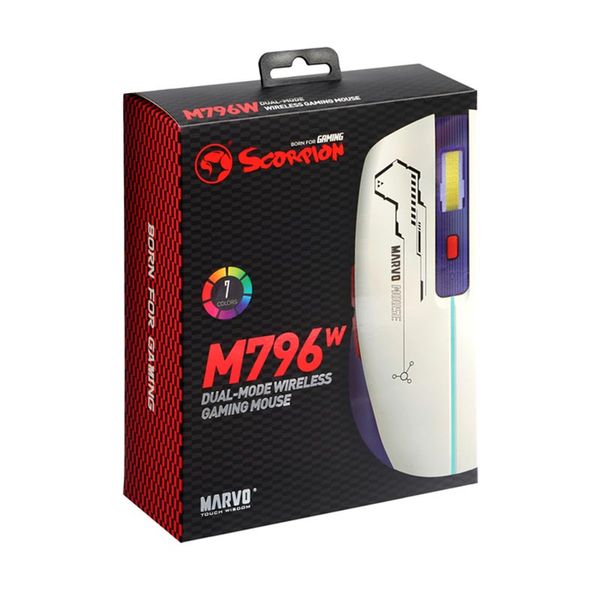 Дротова комп'ютерна миша MARVO Wireless Programmable Mouse M796W |2.4G/BT5.1, 1000-3200dpi| (UPD) White 3196 фото