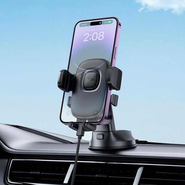 Тримач в машину HOCO Crown one-button Car holder (center console) H76 |4.5-7"| (UPD) Balck 7493 фото