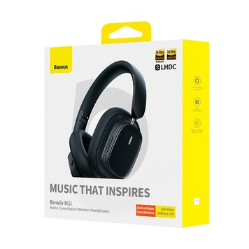 Бездротові навушники Baseus Bowie H1i Noise - Cancellation Wireless Headphones |BT5.3/3.5mm, 100h, ANC| (Великі) (UPD) Black 3199 фото