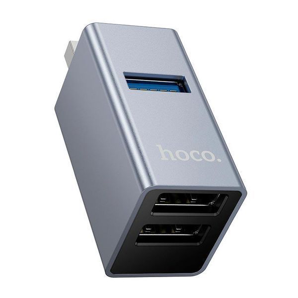 Hub адаптер HOCO 3-in-1 converter HB54 (USB to USB2.0*2+USB3.0) (UPD) Grey 7444 фото