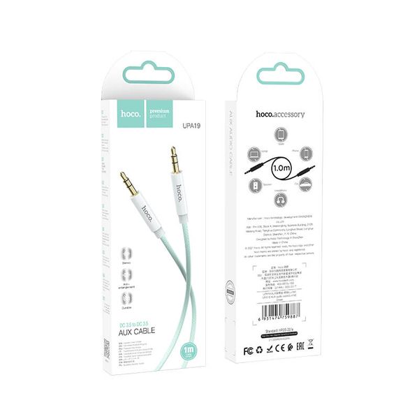 Кабель Hoco AUX audio Cable UPA19 |1m| (UPD) Green 2577 фото