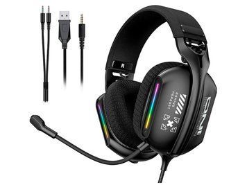 Навушники Onikuma Noise Cancelling Headphone Wired Game Headset X12 |USB+3.5mm, RGB| (UPD) Black 6796 фото
