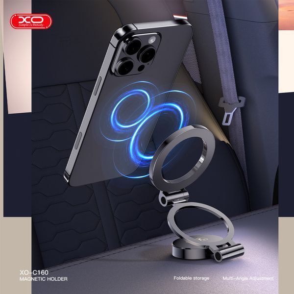 Тримач в машину магнітний XO C160 Universal Magnetic Tri-fold Cell Phone Holder (MM) Black 5743 фото