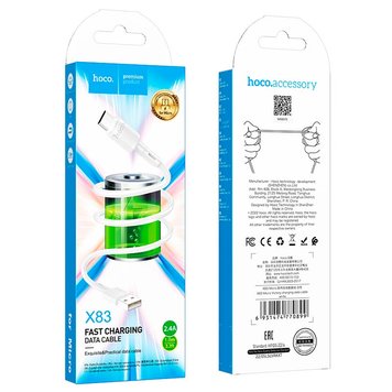 Кабель Hoco Micro USB Victory charging data cable X83 |1m, 2.4A| (UPD) White 2618 фото