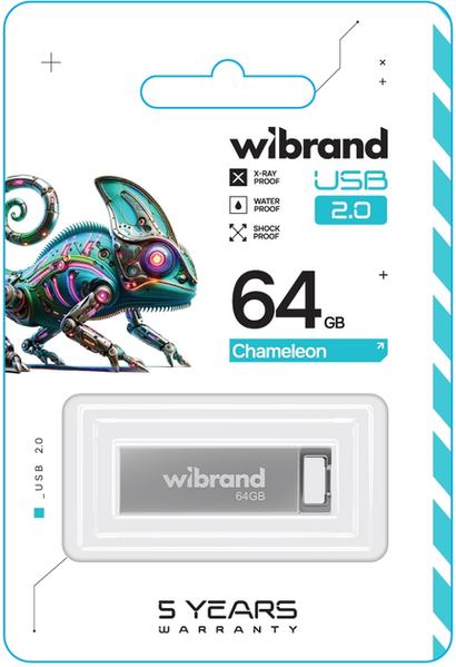 Флешка Wibrand USB 2.0 Chameleon 64Gb(T) Silver 6747 фото