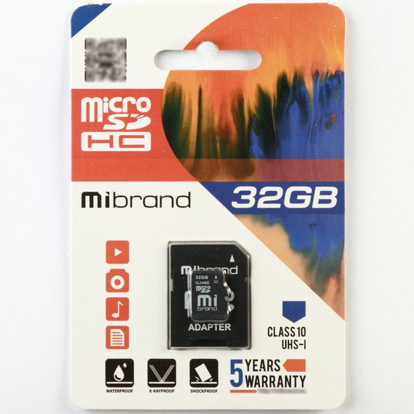 Карта пам'яті Mibrand 32Gb class 10 microSDHC (UHS-1) (adapter SD) (KT) 1828 фото