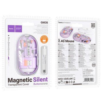 Мышь Hoco General dual-mode GM35 (battery version) | 2.4G+BT, 800-1200-1600DPI | (UPD) Purple 4942 фото