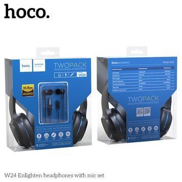 Пара наушников Накладные и вставные HOCO Enlighten W24 (UPD) Black-blue 1898 фото