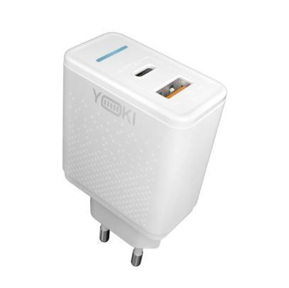 МЗП YOKI Led series YK-33PD+Qc, Type-C+USB, 33W, Fast charging (MM) White 5193 фото