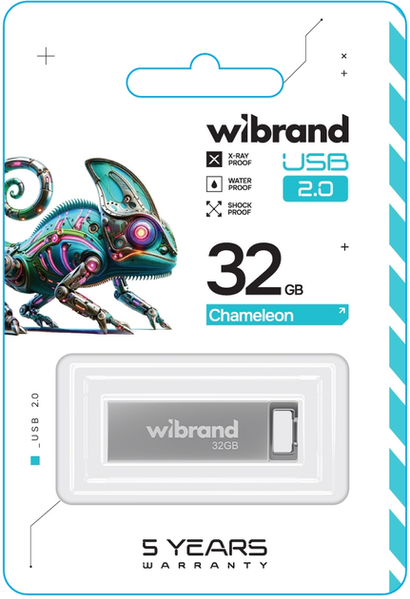 Флешка Wibrand USB 2.0 Chameleon 32Gb (T) Silver 6748 фото