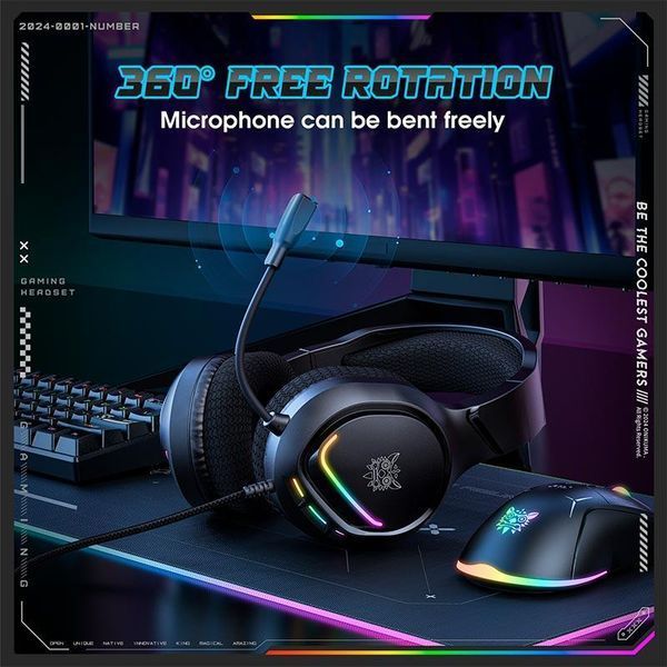 Наушники Onikuma Wired Headphone with RGB Цветной светодиодный звуковой звук X31 |USB+3.5mm, RGB| (UPD) Black 7348 фото