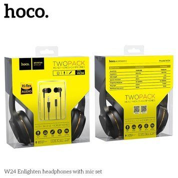 Пара наушников Накладные и вставные HOCO Enlighten W24 (UPD) Black-gold 1907 фото
