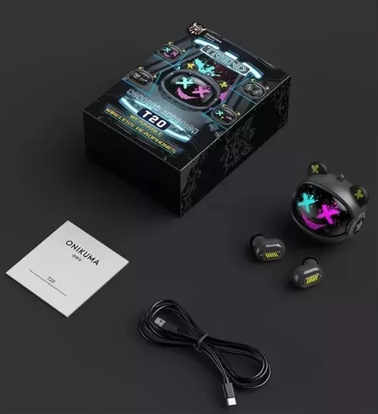 Бездротові навушники Onikuma TWS Gaming Headset with Charging Case T20 |30/300mAh, 5h| (UPD) Black 5646 фото