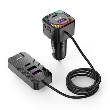 ФМ-модулятор XO BCC13 semi transparent Bluetooth MP3+expansion rear row plug 5V3.1 (MM) Black 3471 фото
