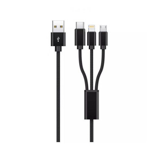 Кабель Proove Triple Connection 3 in 1 Type-C + Micro USB + Lightning (1,2m) black (49192) 2475 фото