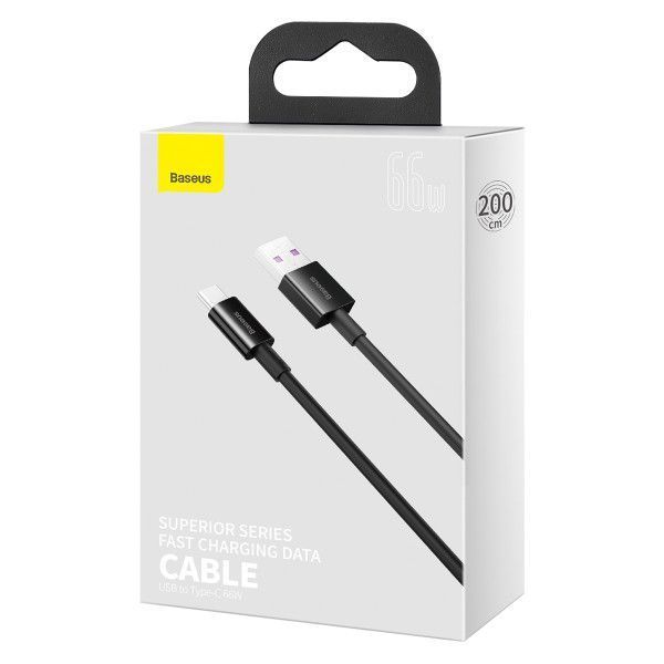 Кабель Baseus Superior Series Fast Charging Type-C PD 66W (2m) (EN) Black 6982 фото