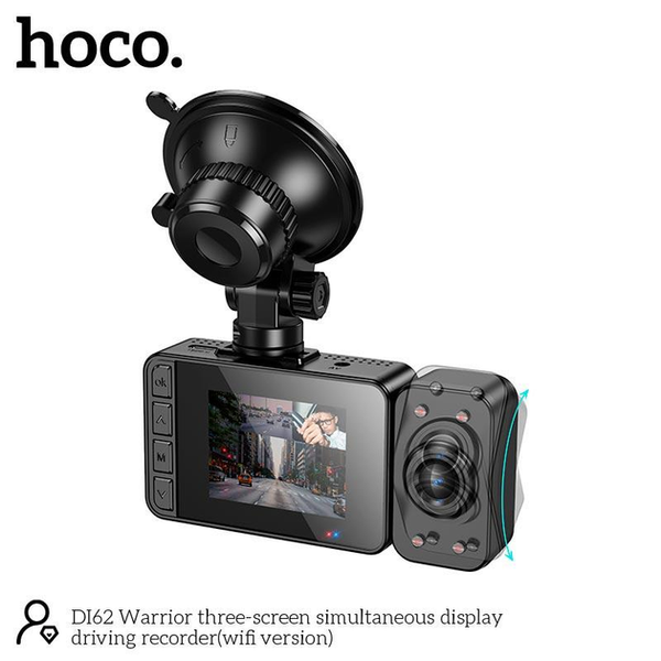 Видеорегистратор HOCO DI62 Warrior three-screen simultaneous display driving recorder (wifi version) |720p front/480p rear/480p inner| (UPD) Black 6300 фото