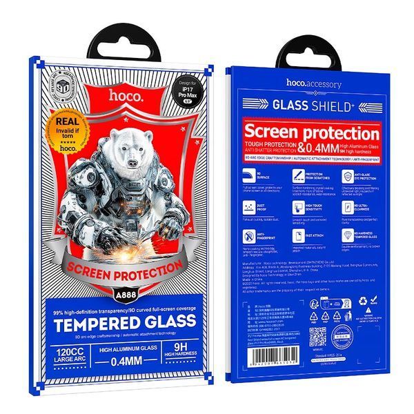 Захисне скло HOCO для iPhone 17 Pro Bear Shield series Corning full screen HD tempered glass (A888 Pro) 7499 фото