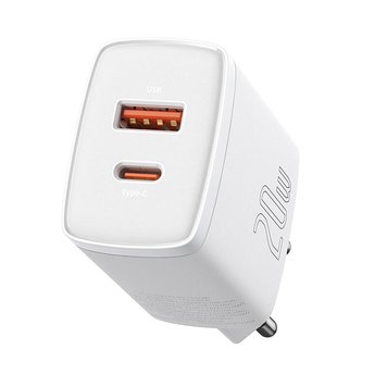 МЗП Baseus Compact Quick Charger 20W QC+ PD (1Type-C + 1USB) (EN) White 2510 фото