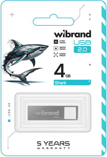 Flash Wibrand USB 2.0 Shark 4Gb (KT) silver 6751 фото