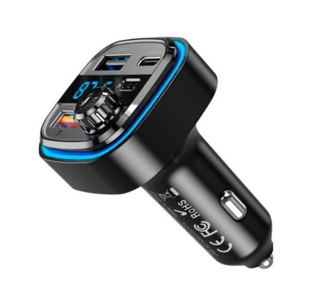 ФМ-модулятор XO BCC08 MP3 5V/3.1A Car Charger with Ambient Light (MM) Black 3841 фото