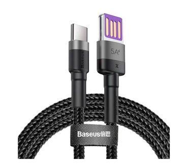 Кабель Baseus Type-C Cafule HW Quick Charging Data Cable USB Double-sided Blind Interpolation |5A, 40W, 1M| (UPD) Gray/Black 3492 фото