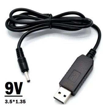 Кабель USB to DC для роутера 9V(1A) 3.5x1.35 mm (mma) Black 3023 фото