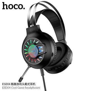 Навушники HOCO Cool Game LED ESD04 Hi-Res (UPD) Black 2043 фото