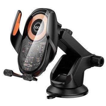 Тримач в машину HOCO whale 3-axis linkage wireless fast charging car holder HW34 (center console) |15W| (UPD) Black 6302 фото