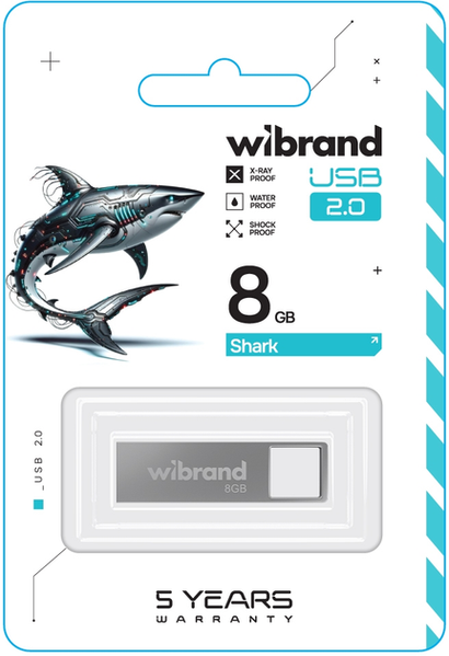 Flash Wibrand USB 2.0 Shark 8Gb (KT) silver 6752 фото