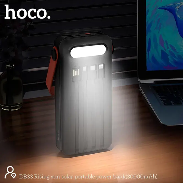 Портативна батарея із сонячною панеллю Hoco DB33 Plus Rising 22.5W+PD20W Sun Solar 30.000mAh (MM) Black 6352 фото