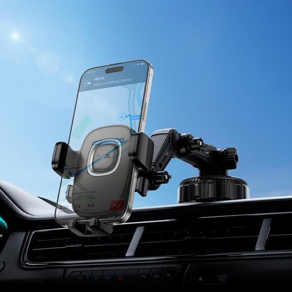 Держатель в машину HOCO Crown large suction cup car holder (center console) H89 |4.5-7"|(UPD) Black 7152 фото