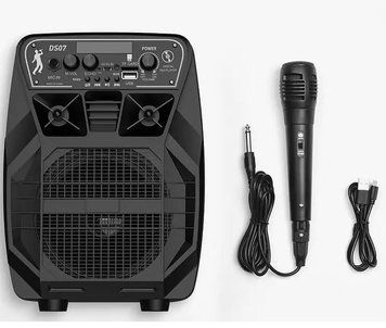 Портативная колонка-караоке HOCO Force wireless portatble speaker DS07 |BT4.2, TF/USB| (UPD) Black 3189 фото